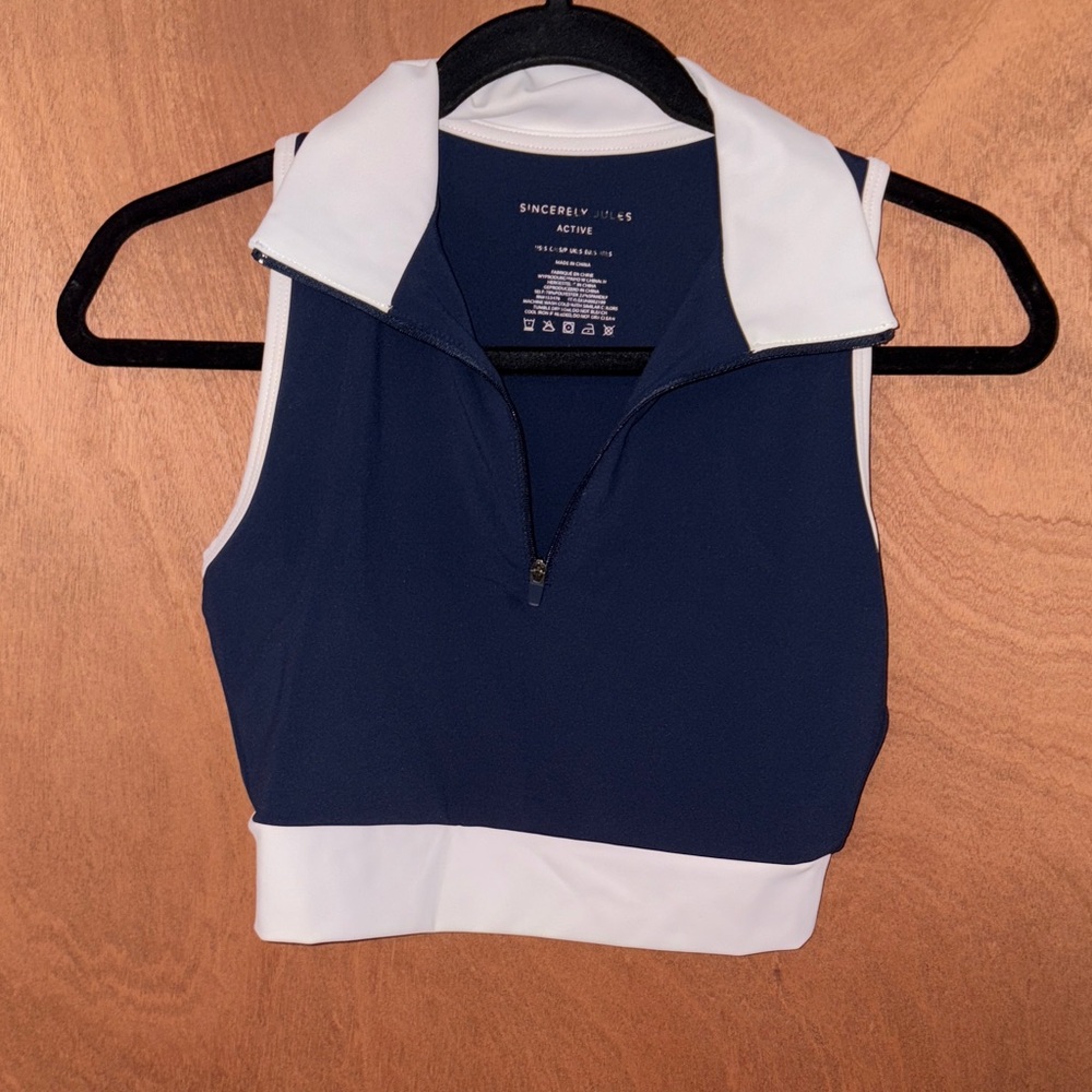 Sincerely Jules Navy and White Crop Top